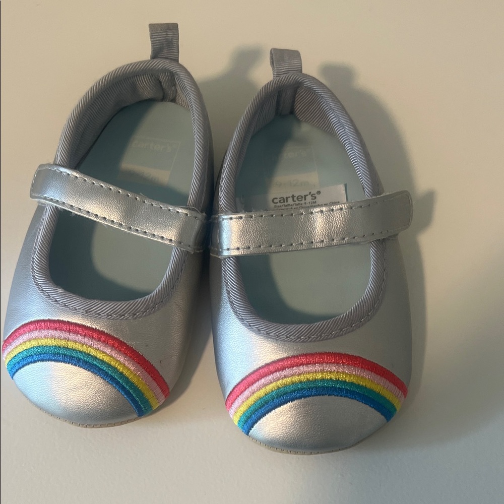 Carter's Silver Kids Shoes with Rainbow Design